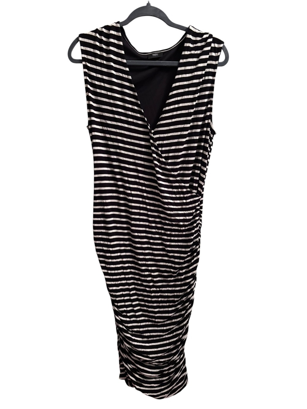 Mossimo Supply Co. Black and‎ White Striped Sleeveless Midi Dress